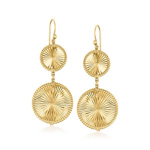 Ross-Simons 18kt Gold Over Sterling Silver Roped-Edge Faceted Circle Drop Earrings - 1 of 4