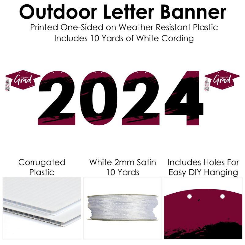 Big Dot of Happiness Maroon Grad - Best is Yet to Come - Large Burgundy Graduation Party Decorations - 2024 - Outdoor Letter Banner, 5 of 9
