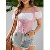 Women Costume Fake Two Piece Strappy Vintage Corset Vest Pirate Medieval Viking Steampunk Gothic Tank Top - 3 of 4