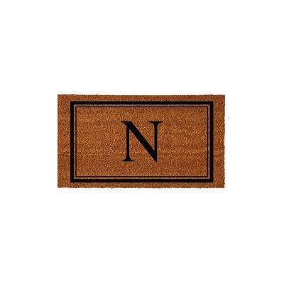 Evergreen Monogram Indoor Outdoor 100% Natural Coir Doormat 28" x 16" |  Letter  "N"