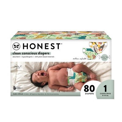 The Honest Company Clean Conscious Disposable Diapers Stripe Safari & Seeing Spots - Size 1 - 80ct