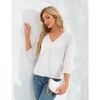 Women's 3/4 Sleeve Sweater Shrugs Crochet Cropped Sweater Cardigan Button Down Ribbed Cuff Lightweight Sweater with Birdeye Knit Detail - 3 of 4