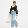 Women's Puff Long Sleeve Tie-Front Sweetheart Neck Blouse - Wild Fable™ - 3 of 3