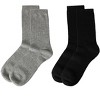 Memoi Women's 2 Pair Ribbed Flat Knit Wool Blend Crew Socks - 3 of 4