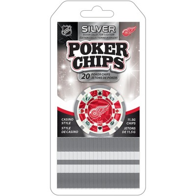 MasterPieces Casino Style 20 Piece 11.5 Gram Poker Chip Set NHL Detroit Red Wings Silver Edition