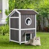 VEVOR Outdoor Cat House Weatherproof, Feral Cat Shelter for Multiple Cats, 2-story Large Outdoor Wooden Cat House with Doors, 23"L x 26"W x 36"H - 2 of 4