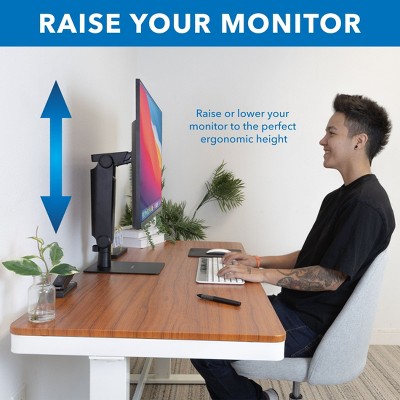 Black Freestanding Adjustable Monitor Stand with Spring Arm