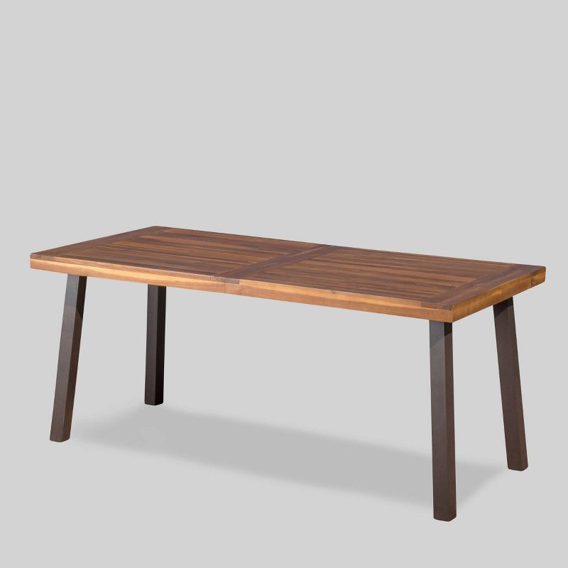 Della Rectangle Acacia Wood Dining Table - Teak Finish - Christopher Knight Home, 1 of 9
