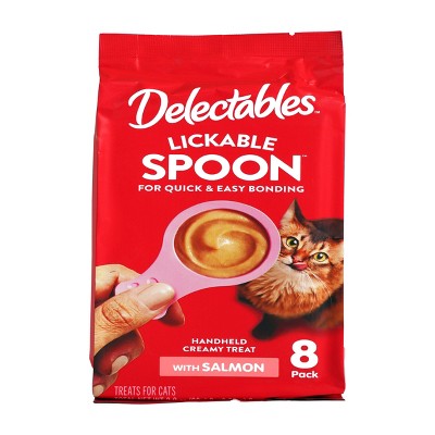 Delectables Salmon Flavor Lickable Spoons Cat Treats - 2.8oz/8ct