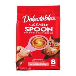 Delectables Salmon Flavor Lickable Spoons Cat Treats - 2.8oz/8ct - 1 of 2