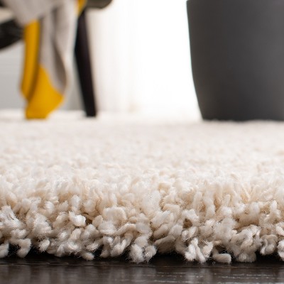 Ivory Rectangular Washable Shag Area Rug