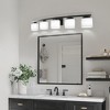 DORESshop 41 in. 5-Light Matte Black Modern Industrial Square Vanity Light for Bathroom with Curved Arms and Milk White Shades - 4 of 4