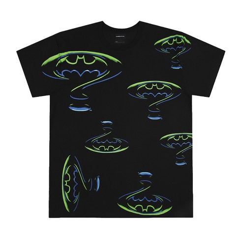 Batman Forever Batman & Riddler Repeat Logo Crew Neck Short Sleeve Black Adult T-shirt - image 1 of 4