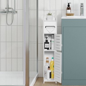Aoibox Slim Bathroom Storage Cabinet White Over The Toilet Organizer with Doors and Shelves for Small Spaces 30 Inches - 1 of 4