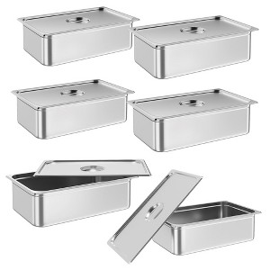 6 Pack Full Size Hotel Pan Steam Table Pan, [NSF Certified] Catering Food Pan Commercial Stainless Steel 2.5 Inch Deep Anti-Jamming - 1 of 4