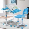 Costway Height Adjustable Children's Desk Chair Set Multifunctional Study Drawing - 2 of 4