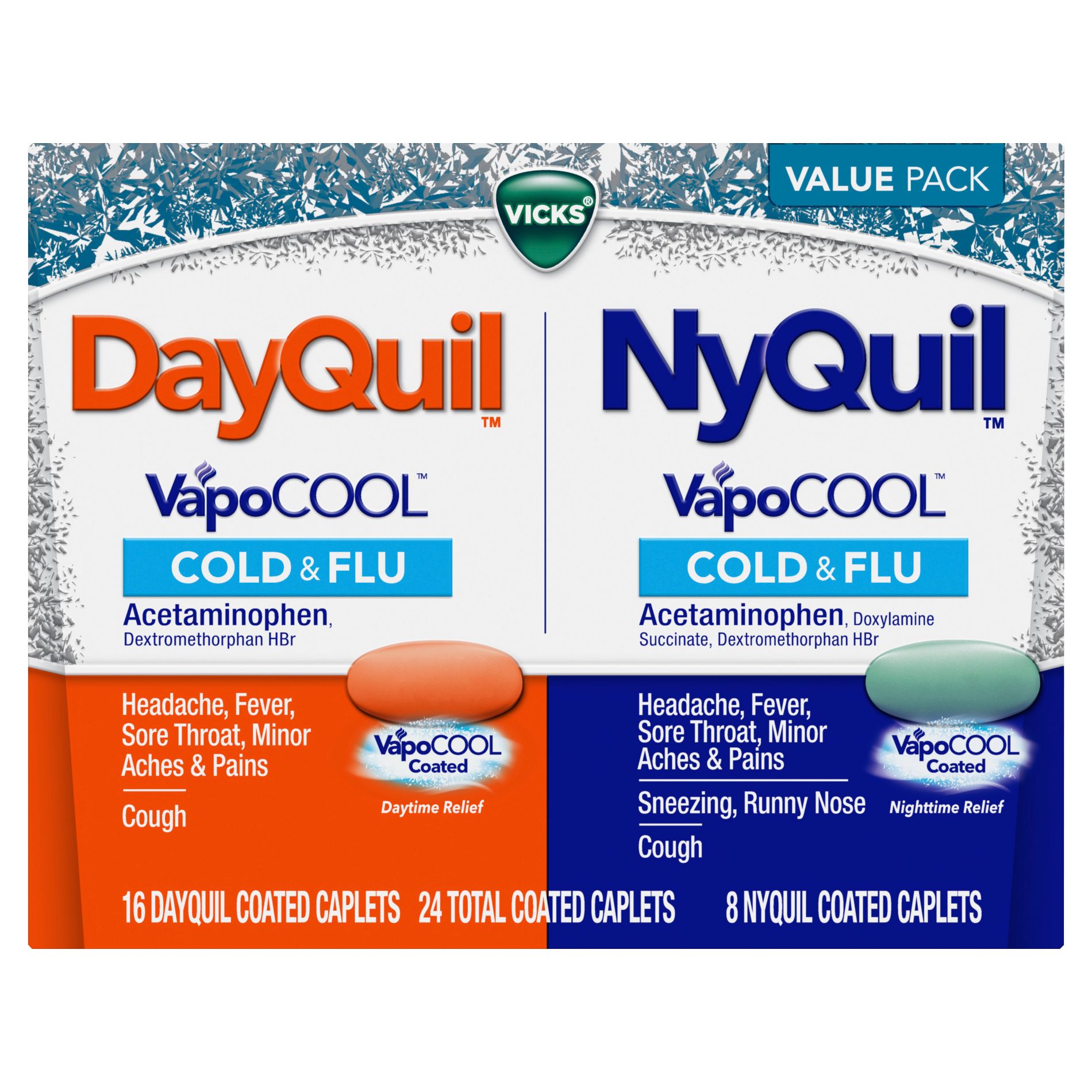 Vicks DayQuil/NyQuil Severe VapoCOOL Combo Caplets - Acetaminophen - 24ct