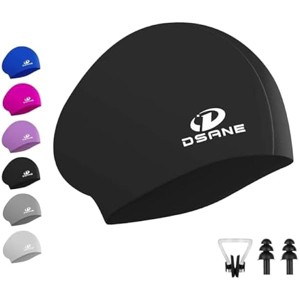 DSANE Womens Silicone Swim Cap for Long Hair,3D Ergonomic Design Silicone Swimming Caps for Women Men Adults Boys Girls with Ear Plug and Nose Clip - 1 of 1