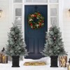 Homhougo 3FT Snow Flocked Christmas Tree with Red Berries and Square Black Base, Perfect Accent for Porch or Office - 3 of 4