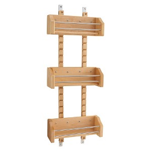 Rev-A-Shelf 4ASR-15 Small Adjustable 3-Shelf Kitchen Cabinet Door Mounted Wooden Spice Rack with Door Mount Brackets - 1 of 4