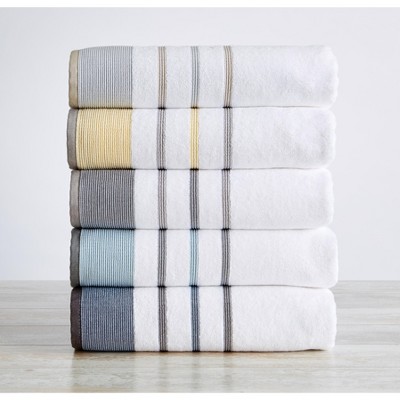 Great Bay Home 100% Cotton Textured Striped Bath Towel Sets : Target