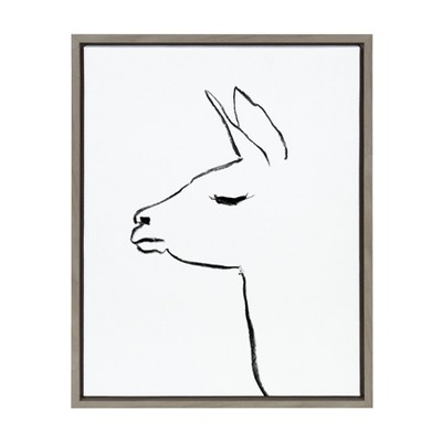 18" x 24" Sylvie Minimalist Llama Framed Canvas by Teju Reval Gray - Kate and Laurel