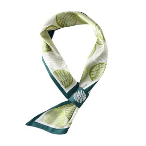 Anna-Kaci Women's Leaf Print Soft Silky Scarf with Lightweight Fabric Modern Square Design and Smooth Finish - 1 of 4