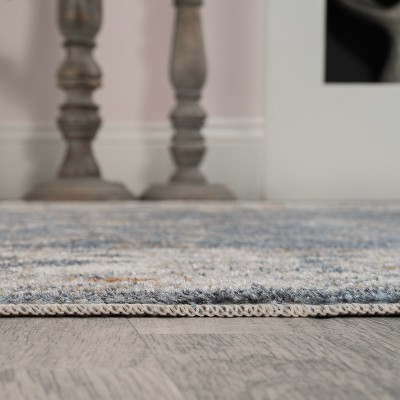 Dark Gray and Cream 8' x 10' Reversible Washable Synthetic Area Rug