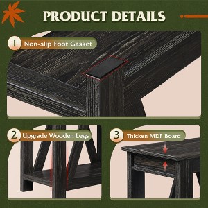 Narrow End Table with Charging Station of Open Storage Shelf, Sofa Side Table with 2 USB Ports and 2 Power Outlets, Slim Farmhouse End Table - 1 of 4