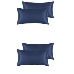 Unique Bargains Standard Breathable Satin Solid Envelope Closure Pillowcase 4 Pcs - 1 of 4