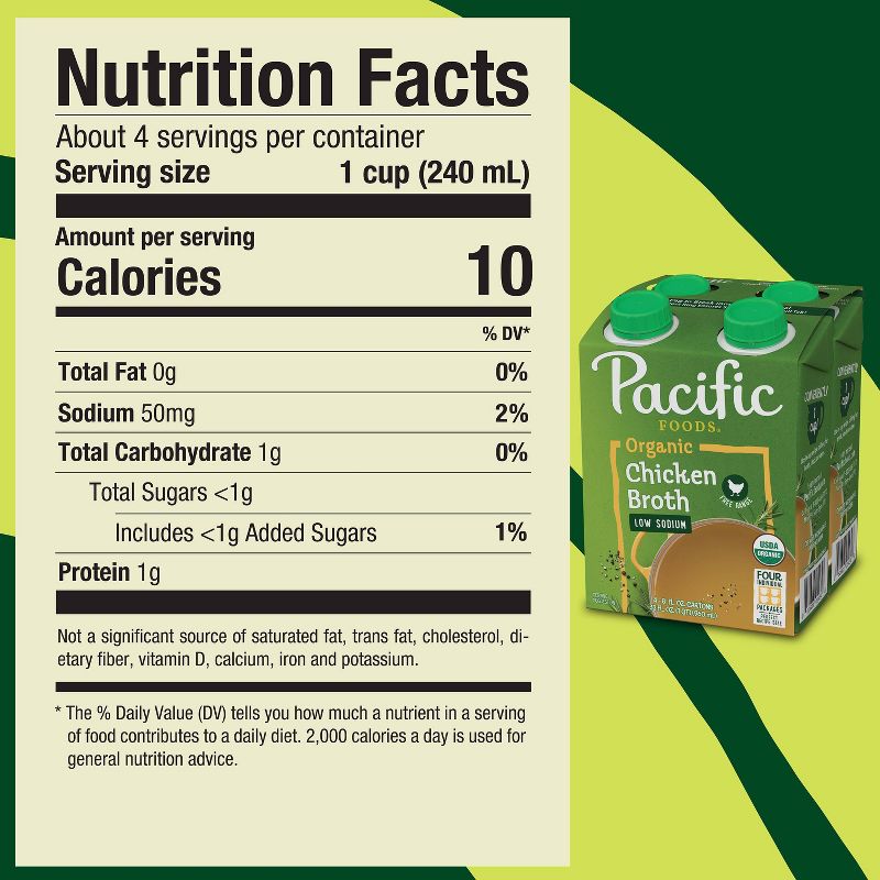 Pacific Foods Gluten Free Organic Low Sodium Free Range Chicken Broth - 32 fl oz/4ct, 3 of 11