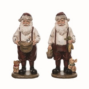 Transpac Resin Farmhouse Santa Figurine Set of 2 Christmas Home Decorations - 1 of 1
