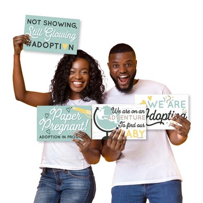 Big Dot of Happiness We Are Adopting - Photo Prop Signs - Adoption Announcements - 10 Pieces