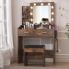 Vanity Desk with Power Outlet, Makeup Vanity with Large Mirror and LED Lights, 7 Drawers & Cushioned Stool - 3 of 4