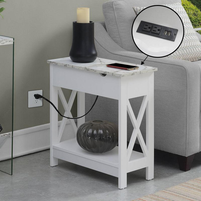 Oxford Flip Top End Table with Charging Station and Shelf Faux - Breighton Home, 2 of 9