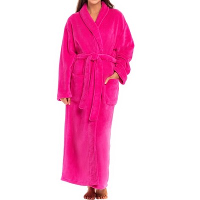 ADR Plush Striped Robe for Women, Long Fleece Plaid Winter Bath Robe, Plus Size