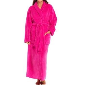 ADR Women's Long Robe, Fleece Plush Robe Woman, Cozy Regular & Plus Size Women's Bath Robe - 1 of 4