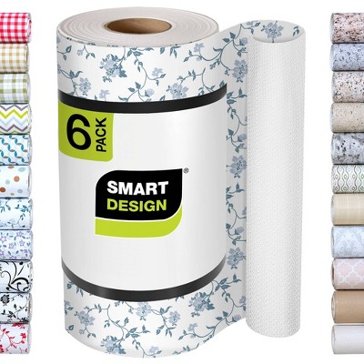 Smart Design Set of 6 12"x10ft Bonded Grip Shelf Liner Wisteria Blue: Non-Adhesive Floral Drawer & Kitchen Liners