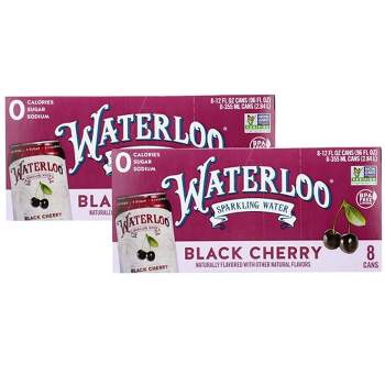 Waterloo Black Cherry Sparkling water - Case of 2/12 pack, 12 oz