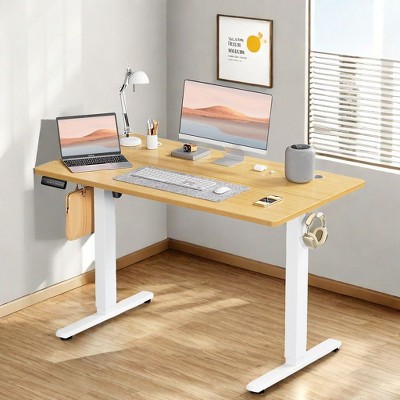 Infurnic Desks Ergonomic Standing Desk, Height Adjustable Desk with Control Panel, Yellow, 47.24"*23.62"*48"