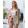 Womens Loungewear Set Casual Suit 2 Piece Short Sleeve Color Block Shirt Shorts Pajamas - 2 of 4