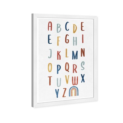 13" x 19" Rainbow Alphabet Motivational Quotes Framed Wall Art White - Olivia's Easel: Modern Decor, Plastic Frame, Wire Mount