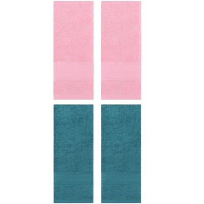 REGALWOVEN 4 Pcs Solid Textured Cotton Soft Absorbent Decorative Hand Towel