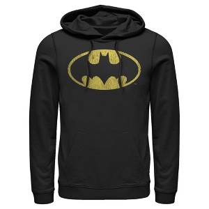 Men's Batman Logo Retro Caped Crusader Pull Over Hoodie - 1 of 3