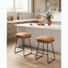 Set of 2 Modern Counter Height Bar Stools, Faux Leather Upholstery with Soft Cushion & Metal Sled Base, 25.6 Inch - 3 of 4