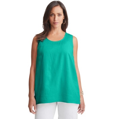 Jessica London Women's Plus Size Sleeveless Linen Georgette Tiered Back Tunic