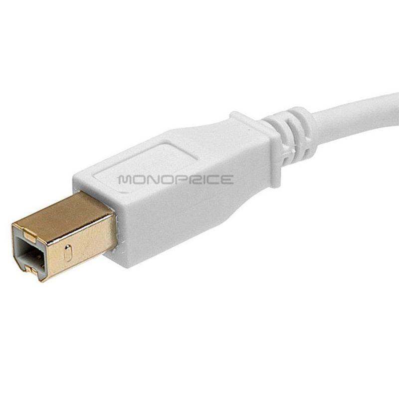 Monoprice USB 2.0 Cable - 3 Feet - White | USB Type-A Male to USB Type-B Male, 28/24AWG, Gold Plated, 3 of 4