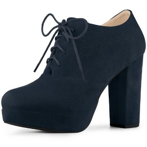 Perphy Women's Lace Up Round Toe Cushioned Insole Platform Chunky Heel Ankle Boots - 1 of 3