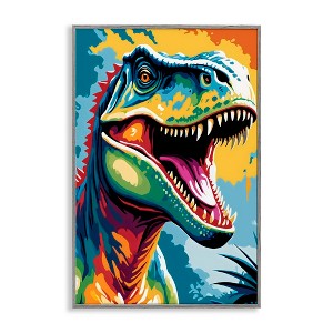 Stupell Industries Colorful Roaring T-Rex Framed Giclee Art - 1 of 4