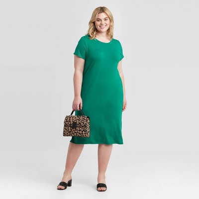 plus size green shirt dress